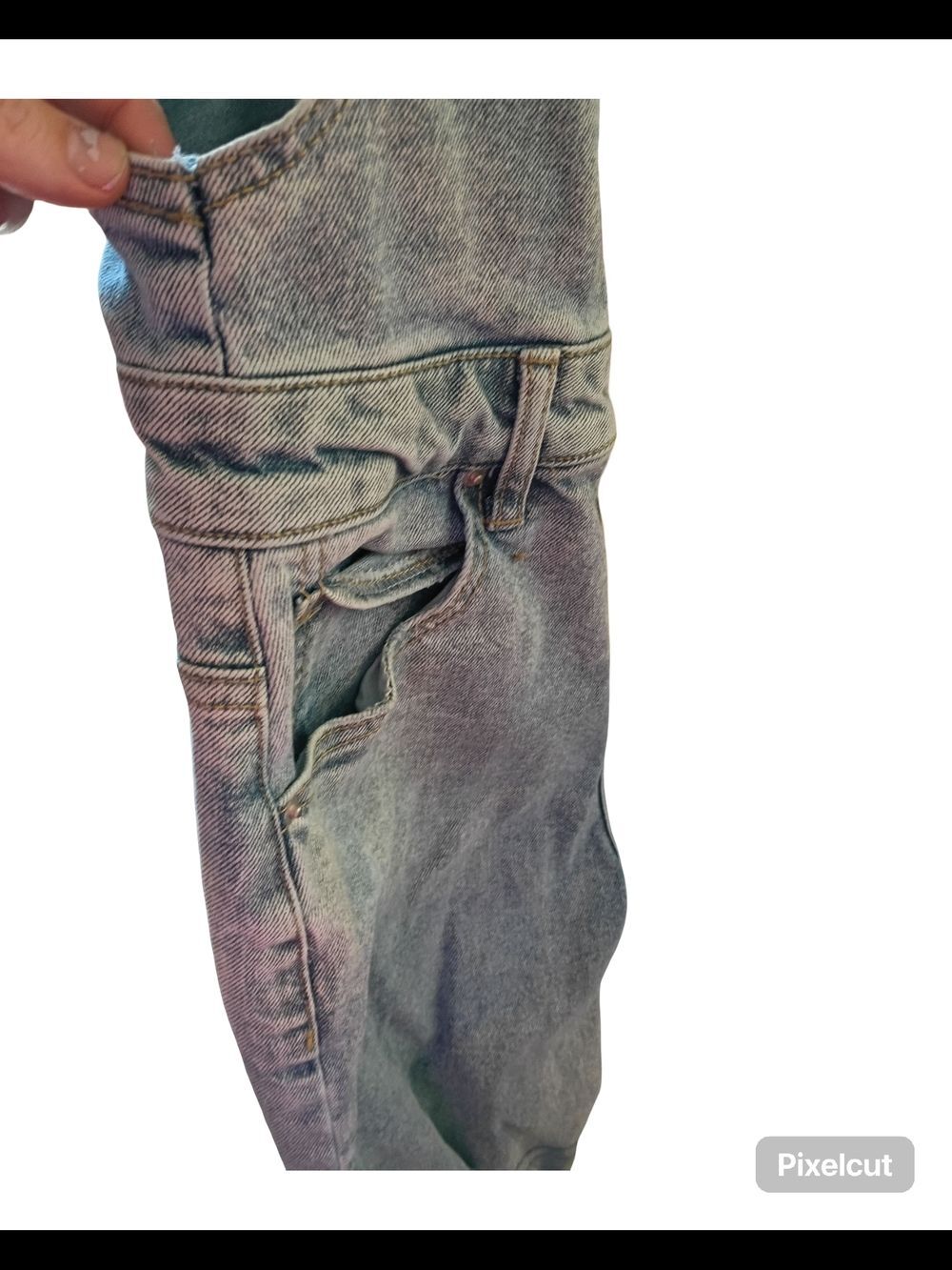 Light Blue Distressed Denim Overalls Size Small Women's 3-4 - Picture 6 of 15